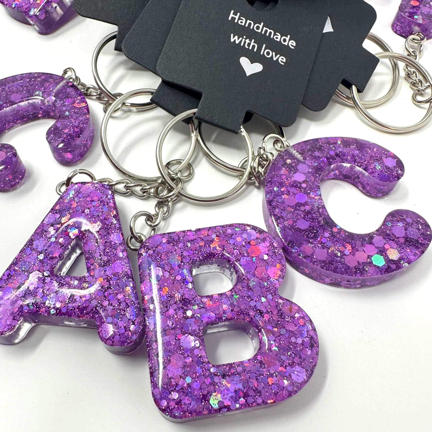 Purple glitter keychains